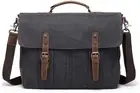 Mens Briefcases Messenger Bag Vintage Leather Waxed Canvas Waterproof Shoulder