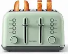 4-Slice Toaster - Extra Wide Slots Retro Stainless Steel Toaster 7-Shade Setting