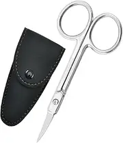 Yuiturt Curved Nail Scissors for Toenails and Eyebrows, China Quality 2CR13 Stainless Steel, Sharp Manicure Scissors with Portable Leather Case, Ideal for Women and Men