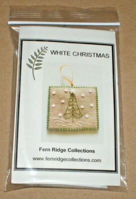 Fern Ridge "White Christmas" Tree Ornament Linen Embroidery Kit NIP