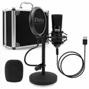 Pyle PDMIKT120 USB Microphone Podcast Recording Kit - Audio Cardioid Condenser