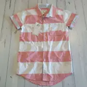 Boys BNWT Pumpkin Patch Suze 6 Striped Linen Button Up Collared Shirt