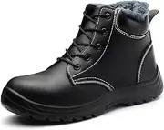 [SDEQA] Safety Boots Mens Winter Warmth Steel Toe Cap Boots Safety Shoes Work Shoes Lightweight Comfortable Puncture Proof Work Boots