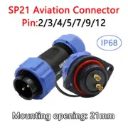 SP21 IP68 Waterproof Plug Socket Aviation Connector 2/3/4-12Pin Male Female