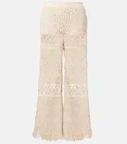 [La DoubleJ] La DoubleJ Lacey macramé cotton palazzo pants UK 10 beige