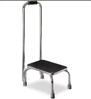 Black Silver Stainless Steel Lightweight Portable Step Foot Stool with Handle