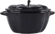 Soup Bowls with Handles Noodle Ramen Curry Bowl,Onion Soup Bowls and Lid,450ml Ceramic Bowl,Microwave and Oven Safe.-red-450ml(Color:Black)