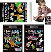 Scratch Off Art - 3X Colorful Scratch Pads Drawing Book | Multifunctional Scratch Off Craft Painting Book, Scratch Paper Art Craft for Boys and Girls