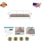Luxury High-Stretch Sofa Covers for 3 Cushion Couches - Taupe, Machine Washable