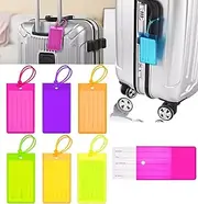 12 Pcs Plastic Luggage Tags, BetterJonny Color Flexible PVC Silicone Assorted Name Identification Labels Set Key Tags Assorted Color Label Tags Luggage Tags for Luggage, Key, Name ID