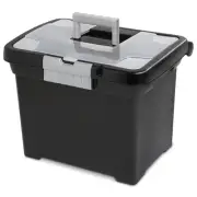 Plastic Storage Bin/ Portable File Box, 15" L X 10 7/8" W X 11 1/2" H
