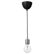 SKAFTET / LUNNOM pendant lamp with light bulb, nickel-plated/globe clear