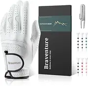 Braventure Womens Golf Glove: Breathable Sheepskin Leather with Good Grip for Right Handed Golfer for Hot and Humid Weather Include Golf Tees & Divot Tool