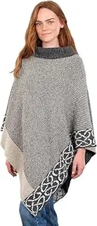 [GaelSong] Aran Wool Mulle Cape for Women Irish Merino Shawl Poncho Sweater Made In Ireland, One Size