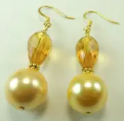 Bridal Teardrop Crystal Earrings with Shell Pearl Handcrafted Wedding Jewelry