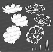 CrafTreat Layered Cosmos Flower Stencils for Painting on Canvas, Wallart, Journal Notebook, Home Decor and Scrapbooking - 6"X6" Floral Stencil for Painting Room Decor - Reusable Arts & Crafts Supplies