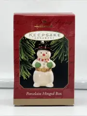 Hallmark Keepsake 1997 Christmas Ornament - Snowman - Porcelain Hinged Box