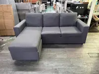 在飛比找Yahoo!奇摩拍賣優惠-吉田二手傢俱❤全新簡約灰色L型布沙發 三人沙發 客廳沙發 臥