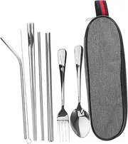 ibasenice 1 Set Stainless Steel Portable Tableware Set Utensil Kit for Camping Hiking Picnics and Durable Stainless Steel Design Compact and Convenient for Travel