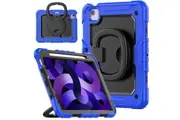 iPad Air 5th/4th Gen 10.9 inch Rotatable Handle Ring Folding Stand Case with Screen Protector-Black&Blue