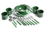 Stansport Deluxe 24 piece Enamelware Tableware Camping Set NIB