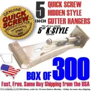 300 5" inch Quick Screw Hidden Rain Gutter Bracket Hangers with Clip Heavy Duty