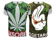 SUBLIMATION FRONT PRINT T-SHIRT/Cannabis Leaf/Swag Dope/Disobey Weed/Top