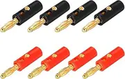 uxcell 8 Pcs 4mm Banana Plugs, 10A 8.5mm OD 39mm Length Speaker Wire Cable Plug Connectors, Banana Jack Connector for Speaker Wire Audio Cable, Black&Red
