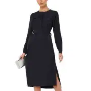 NEW TED BAKER US 4-6 Navy Aminna Long Sleeve Utility Midi Dress Ted 2