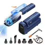 Cordless Tire Inflator Portable Air Compressor with Mini Vacuum and Strong LED