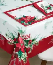 Bardwil Home Christmas Sprig Red 60" x 102" Tablecloth 4347