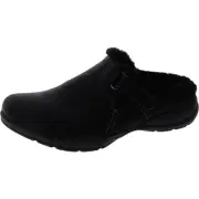Clarks Womens Black Fur Lined Flat Open Back Mules 6 Medium (B,M) BHFO 2365