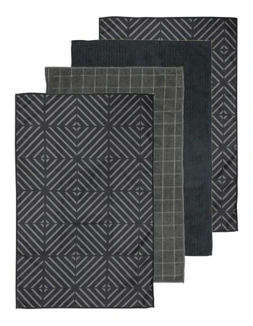 [Ladelle] Benton Microfibre 4 Pack Kitchen Towel in Charcoal