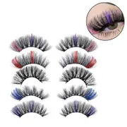 Nevenka 5 Pairs Glitter Mink Lashes Colored False Eyelashes Reusable-SetB