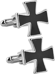 [CALLARON] 1Pair Cross Cufflinks for Men Shirt Studs Stylish Fashion Jewelry for Weddings Business Events and Special Occasions Unique for Him