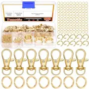 Tanstic 125Pcs Keychain Making Kit, Swivel Lanyard Snap Hook Key Chain Gold