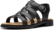 [Clarks] Trivernilux Women's Flat Sandals, black leather, 24.0 cm