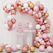 Rose Gold Balloon Arch Kit,146Pcs Rose Gold,Gold Balloons and Pink Confetti