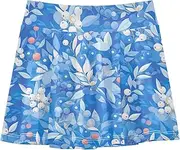 [FRODOTGV] Blue Leafs Fruits Tennis Skirts Girls with Built-in Shorts Golf Skirts for Girl Kids Cheer Skirt