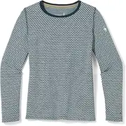 [Smartwool] Kids' Classic Thermal Merino Base Layer Pattern Crew, Bleached Aqua Dot, Large