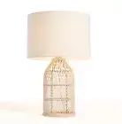 Rattan Table Lamp Modern Style Linen lamp Shade Bedside Lamp 30cm diameter