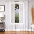 Softline Sabrina Medallion Sheer 96" Rod Pocket Curtain Panel, White, NEW
