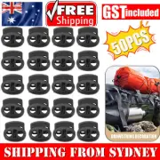 50PCS Double Hole Cord Lock Apparel Clamp Barrel Toggle Stopper Spring Stop Cord