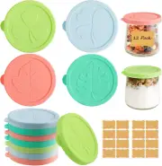 Oui Yogurt Jar Lids, 12 Pack Silicone Colorful Cover for 5Oz Oui Yogurt Glass Ja