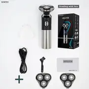 New Electric Shaver For Men Waterproof Fast Charging Shaving Machine 4D Electric Razor Wet & Dry Beard Trimmer Hair Clipper Black A Double head