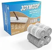 JOYMOOP Flat Mop Pads, Microfiber Mop Pads, Washable Pads, Mop Replacement Pads, 13-inch Refills 4 Pack - Grey and Stripe
