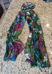 Boohoo Women's Tropical Split Leg Pants Beach Two-Piece Green size S