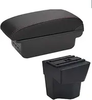 Car Armrests Car Armrest Box Storage Box for KIA for Rio 5 Armrest 2014 2013 2012 2015 2016 2017-2019 Parts Car Accessories Interior (Color : B1 Black red 3USB)