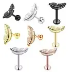 Labret Piercing Tragus Helix Cartilage Bar Studs Leaf Earrings Stainless Steel