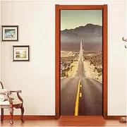 Door Stickers 3D Door Wall Mural Wallpaper Stickers American Highway Desert Self-Adhesive Vinyl Art Door Decals